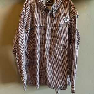 Drake Texas A&M Maroon and White Checkered Shirt